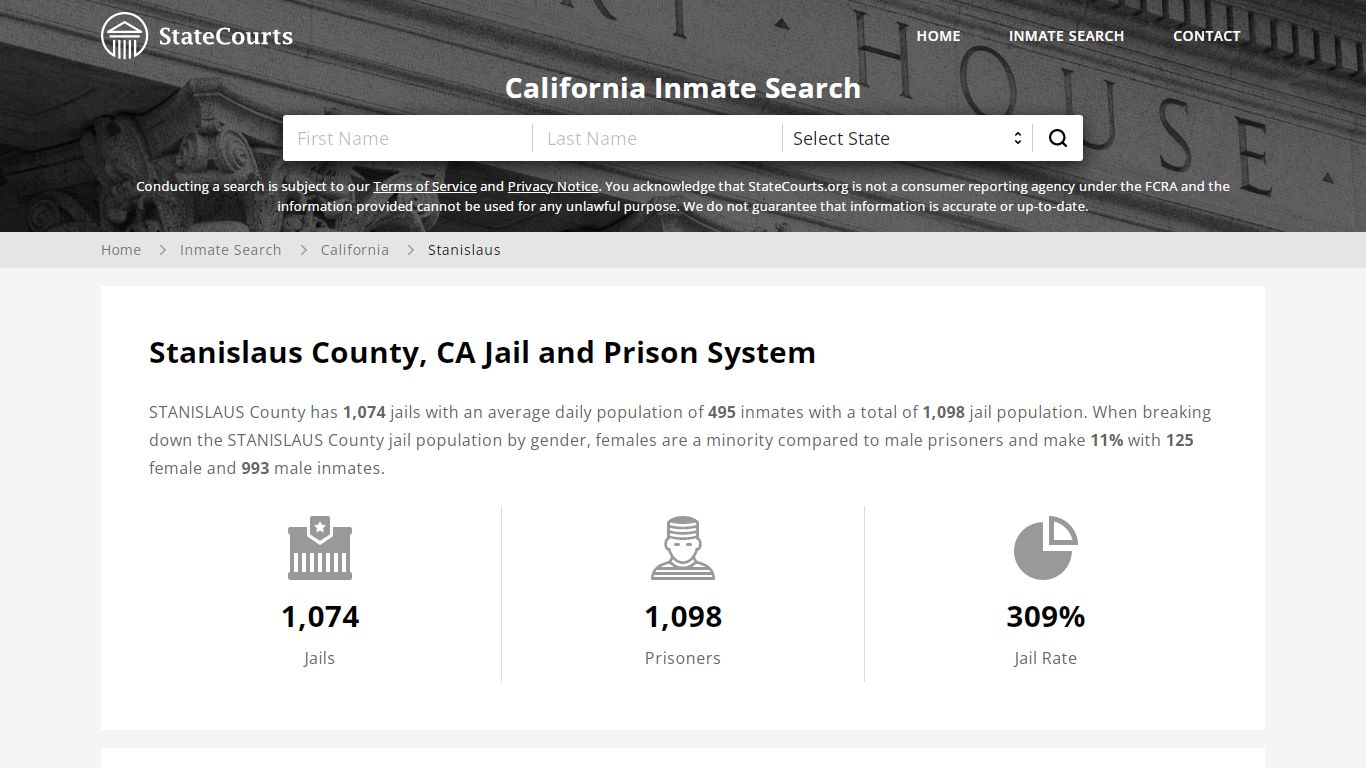 Stanislaus County, CA Inmate Search - StateCourts