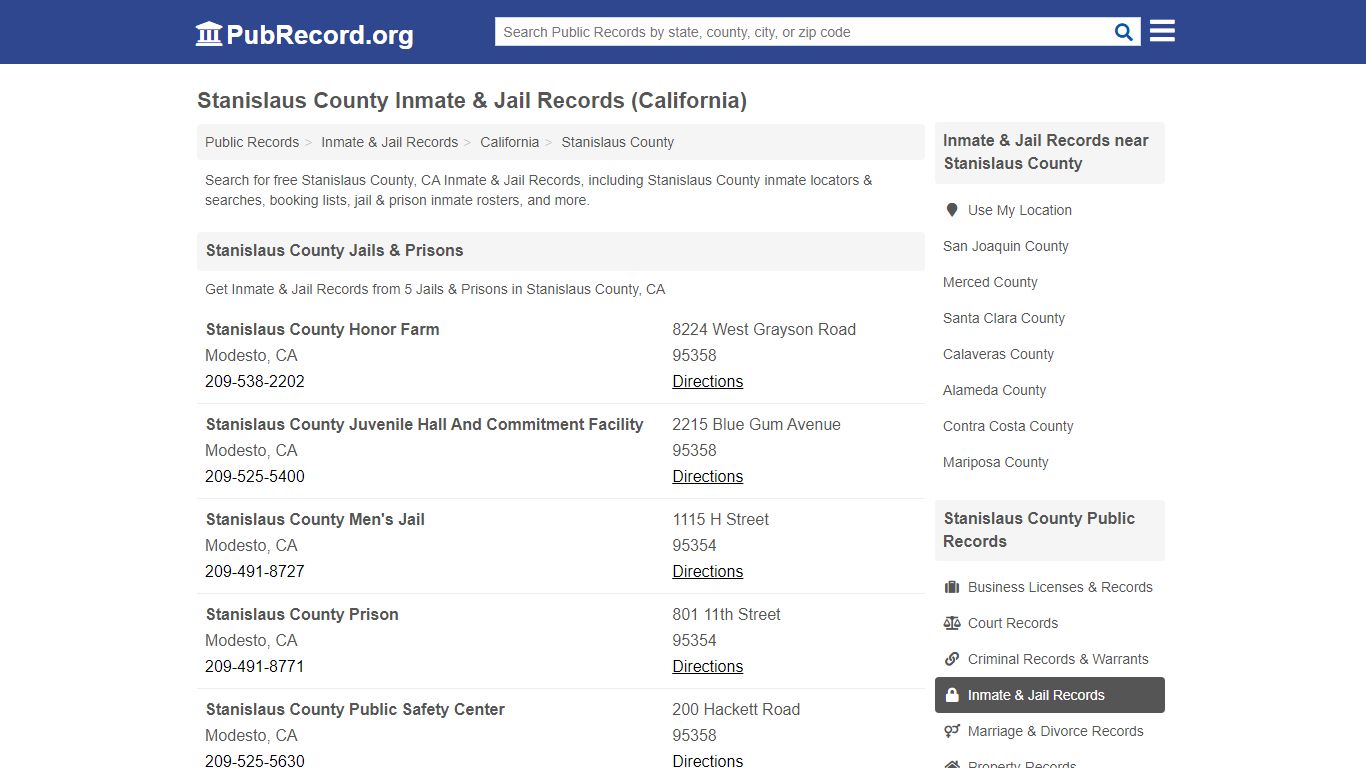 Free Stanislaus County Inmate & Jail Records (California ...